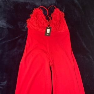 Red Open-back Jumpsuit